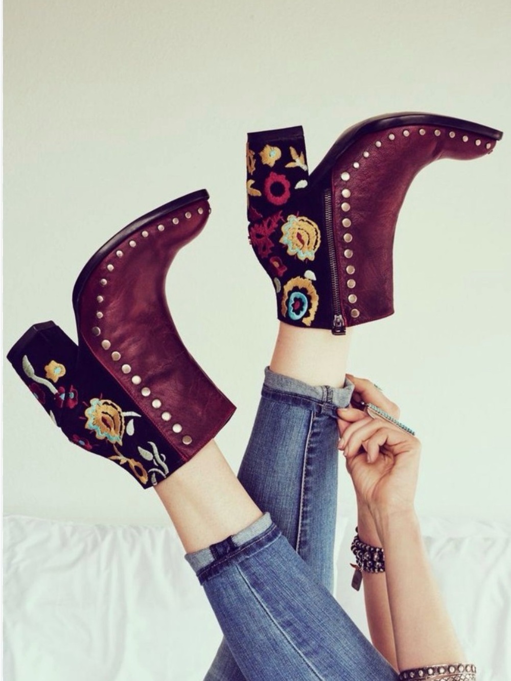 Double D Ranch Brown Embroidered Studded Ankle Booties
